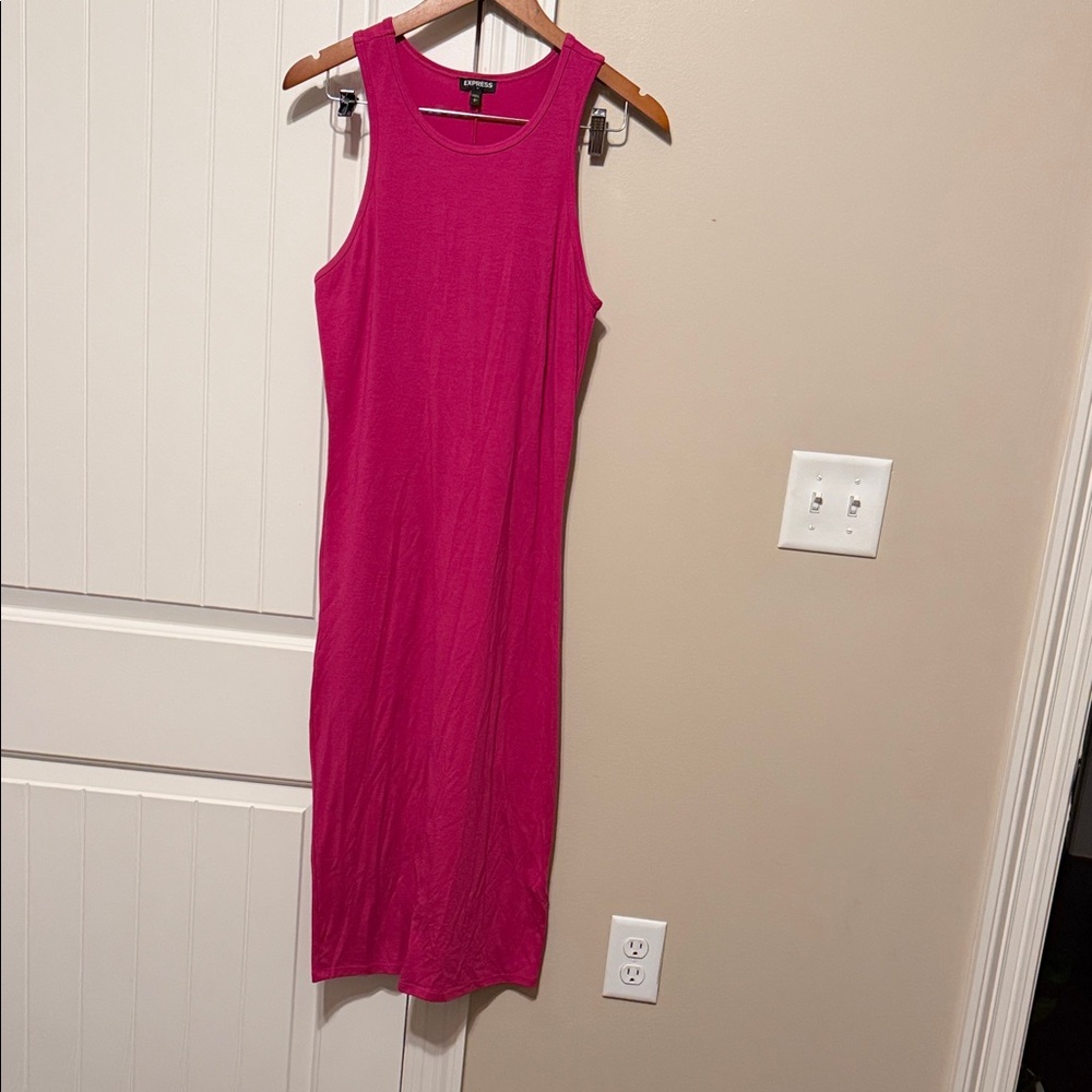Express Hot Pink Sleeveless Midi Tank Dress